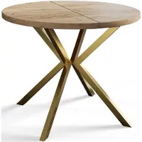 Alpi Möbel Alpi Moebel, Runder Esstisch Loft Liten, Modern Ausziehbarer Tisch 120-200 cm, Braun mit Gold Metallbeinen