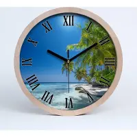 Tulup Holzuhr 20fi cm wanduhr - schwarze Spitzen - Malediven-Strand