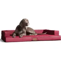 Tierlando Orthopädisches Design Hundesofa GIBSON VISCO Kunstleder kubische Form - Größe: 150x100cm | Farbe: 04 Dunkelrot