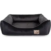 BOUTIQUEZOO Premium Hundebett Velvet Schwarz M – 75x65x22 cm | Weiches Sofa für Hunde & Katzen
