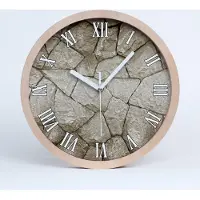 Tulup Holzuhr 25fi cm wanduhr - weiße Spitzen - Steinwand
