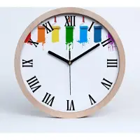 Tulup Holzuhr 30fi cm wanduhr - schwarze Spitzen - Rollen