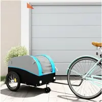 Markenlos Fahrradanhänger in Schwarz und Blau, 45 kg, Eisen, Sportartikel, Outdoor-Aktivitäten, Radsport, Fahrradzubehör, 8,7 kg
