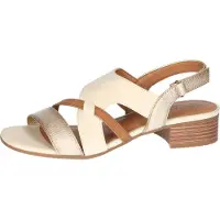 Mustang Damen Sandale mit Klettverschluss und Blockabsatz pflegeleicht 1494-802, Größe:42 EU, Farbe:Beige