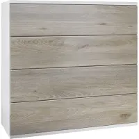 Vladon Kommode hängend Pavos V3, Sideboard mit 4 Schubladen Weiß matt/Eiche Nordic (76 x 94 x 35 cm)