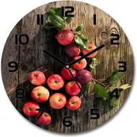Tulup Wanduhr aus Glas 30fi Glasbild Glasuhr Gehärtetes Glas - schwarze-zeiger - Apples on the table