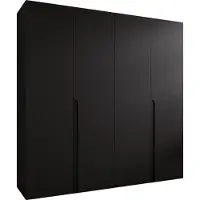 Mirjan 24 Kleiderschrank Mila 1 200, Schlafzimmer, Kleiderschrank, mit vier Drehturen und mit zwei Kleiderstange, Modern, Garderobenschrank (Farbe: Schwarz + Schwarz)