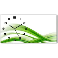 Tulup Wanduhr aus Glas – 60x30 cm - Glasbild - Glasuhr - Gehärtetes Glas - schwarze-zeiger - Wellen Abstraktion