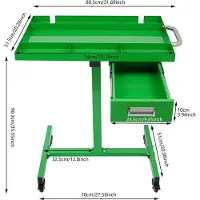 StarTech.com Mobile Werkbank - Werkzeugwagen mit Schublade - Edelstahl-Arbeitsplatte - Rollende Werkzeugablage - Traglast 100 kg - Für Garage & Werkstatt - Grün