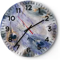 ARTTOR Wanduhr - Rund - Glasuhr - Pfau Feder modern - 30x30cm - Schleichendes Uhrwerk - Lautlos - zum Aufhängen bereit - Dekoration Modern - Wanddekoration aus Glas - C4AR30x30-3424