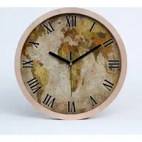 Tulup Holzuhr 30fi cm wanduhr - schwarze Spitzen - politische Karte