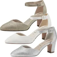 Tamaris Damen Pumps Fesselriemen Blockabsatz 1-24432-41, Größe:39 EU, Farbe:Silber