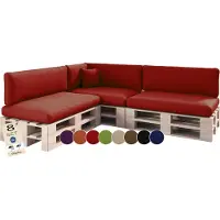 Sunnypillow Palettenkissen Outdoor, wasserdicht, UV-lichtecht - 8er Set - Palettenauflage für Palettensofa für Haus, Garten - Palettenpolster für Palettenmöbel - Rückenkissen & Sitzkissen Rot