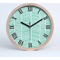 Tulup Holzuhr 25fi cm wanduhr - schwarze Spitzen - Fischgrätmuster