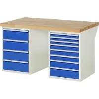 RAU Werkbank mit 12 Schubladen - Teilauszug - 60:3 / 90:3 / 120:1 / 150:1 / 180:4 - 840 x 1.500 x 900 mm (HxBxT) - Traglast 1.000 kg - Buche