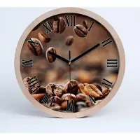 Tulup Holzuhr 25fi cm wanduhr - schwarze Spitzen - Kaffeebohnen