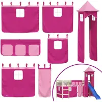 vidaXL Möbel Vorhänge für Hochbett mit Turm Rosa Polyester - Kinderbetten CLORIS9845891