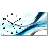 Tulup Wanduhr aus Glas – 60x30 cm - Glasbild - Glasuhr - Gehärtetes Glas - schwarze-zeiger - Wellen Abstraktion