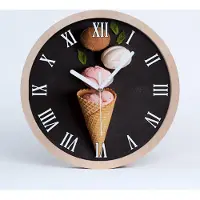 Tulup Holzuhr 30fi cm wanduhr - weiße Spitzen - Eis in einer Waffel