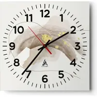 ARTTOR Wanduhr - Quadrat - Glasuhr - Braun Abstraktion Gold - 30x30cm - Schleichendes Uhrwerk - Lautlos - zum Aufhängen bereit - Dekoration Modern - Wanddekoration aus Glas - C4AC30x30-4910