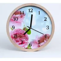Tulup Holzuhr 30fi cm wanduhr - Pfingstrosen Blumen