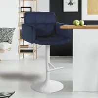 CLP Barhocker Los Angeles Samt weiß blau