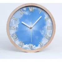 Tulup Holzuhr 30fi cm wanduhr - weiße Spitzen - Wolken im Himmel
