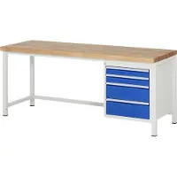 RAU Werkbank mit 4 Schubladen - Teilauszug - 90:2 / 180:2 - 840 x 2.000 x 700 mm (HxBxT) - Traglast 1.250 kg - Buche