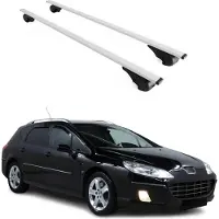 Omtec Dachträger Grundtäger für Peugeot 407 Kombi 2004-2011 75kg Metall Silber 2 tlg
