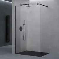 Doporro Luxus Duschwand für Dusche Duschabtrennung 160x200cm Schwarz Walk-In Dusche 10mm ESG-Sicherheitsglas Klarglas inkl. Nanobeschichtung Bremen02K