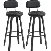 HOMCOM Barhocker 2er Set, Drehbar Barstühle mit Fußstütze, Rückenlehne, Schwarz