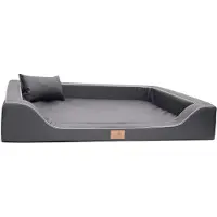 Tierlando Orthopädisches LUXUS-Hundebett MELODY LATEX Anti-Haar Kunstleder - Größe: 100x75cm | | Farbe: 02 Graphit