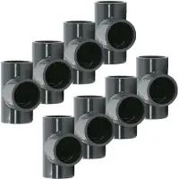 Haf 8x PVC Fittings T-Stück 90° mit 63mm | Klebemuffe x Klebemuffe x Klebemuffe | Verbinder aus grauem PVC-U | PN16 für PVC Rohr und Poolverrohrung