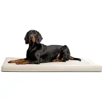 Tierlando CARLOS Ortho-Medic Orthopädische Hundematte Velours-Kunstleder VISCO Hundebett - Größe: 120x90cm | Farbe: 05 Creme