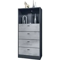 Vladon Kommode Pino V3, Germany, Anrichte mit 4 Schubladen & 1 offenem Fach, Anthrazit matt/Beton Oxid Optik ohne LED (56 x 125 x 36 cm)
