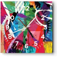 ARTTOR Wanduhr - Quadrat - Glasuhr - Abstraktion modern - 30x30cm - Schleichendes Uhrwerk - Lautlos - zum Aufhängen bereit - Dekoration Modern - Wanddekoration aus Glas - C4AC30x30-3635
