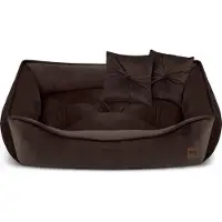 Domarex Premium Hundebett & Katzenbett MARCO aus Velvet – Haustier-Sofa, Weich, Elegant, Komfortabel, Poland, Braun 50x70cm