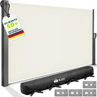 Tillvex Seitenmarkise 200x300 cm Beige ausziehbar & Blickdicht | Sichtschutz für Balkon, Garten & Terrasse | Seitenrollo mit Wandhalterung | Sonnenschutz aus rostfreiem Stahl | Markise Windschutz
