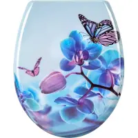 Woltu WC Sitz, mit Abesenkautomatik, aus Duroplast, Butterfly Blau