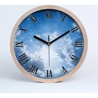 Tulup Holzuhr 20fi cm wanduhr - schwarze Spitzen - Wolken im Himmel