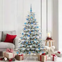 vidaXL "Schlussverkauf" Künstlicher klappbarer Weihnachtsbaum(1 pc) - Kunstbaum/Tannenbaum - Weiß 180 cm PE und PVC C7443