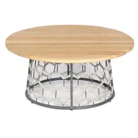 SonnenPartner Lounge-Tisch Yale Ø 100 cm Teak/Aluminium mit Polyrope silbergrau Loungetisch Beistelltisch