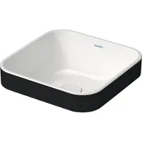 Duravit Happy D.2 Plus Aufsatzbecken, 400x400 mm, geschliffen, ohne Überlauf, ohne Hahnlochbank, 2359406100, Farbe: Innenfarbe Weiß, Außenfarbe Anthrazit Matt