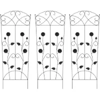 vidaXL Gartenzaun 3 pcs Schwarz 110,5 x 42,5 cm Stahl