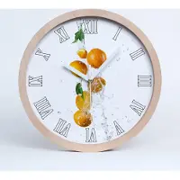 Tulup Holzuhr 30fi cm wanduhr - weiße Spitzen - Orangen und Wasser