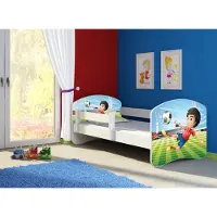 Clamaro Kinderbett, Babybett 70x140, 80x160, 80x180cm Juniorbett, Kind, Motiv, Schublade , Bett Farbe:13 Fußballer, Ausführung:Ohne Bettkasten, Bett Größe:140 x 70 cm