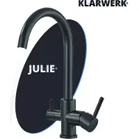 KLARWERK JULIE | 3 Wege Premium Schwarz matt Trinkwasser Armatur | Edelstahl Osmose Wasserhahn Küche | Mischbatterie - 360 Grad drehbar | Filter 3 Anschlüsse