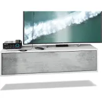 Vladon TV Board Lana 120 Hängeschrank Lowboard 120 x 29 x 37 cm, Germany, Korpus in Weiß matt, Fronten in Beton Oxid Optik | Große Farbauswahl