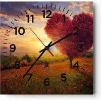 ARTTOR Wanduhr - Quadrat - Glasuhr - Baum Wiese Blume - 30x30cm - Schleichendes Uhrwerk - Lautlos - zum Aufhängen bereit - Dekoration Modern - Wanddekoration aus Glas - C4AC30x30-3790