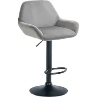 DELUKE Barhocker DUBLIN - Grau, Samt, Schwarz | Barhocker mit Lehne Barstuhl Tresenhocker Tresenstuhl Kneipenhocker Kneipenstuhl